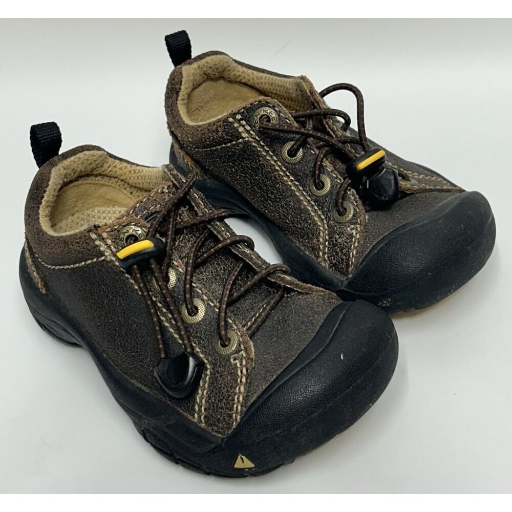 Kid’s Keen Leather Hiking Shoes Size US 10 Brown Outdoor Closed Toe
